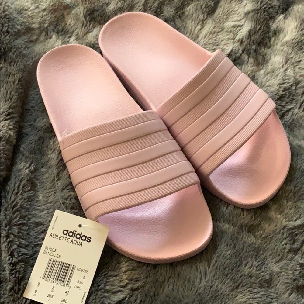 Light Pink Adidas Slides